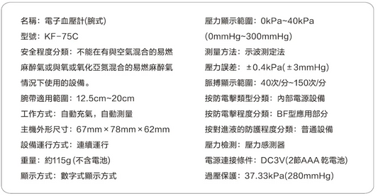 Asante 電子血壓計 KF-75C（腕式）香港行貨 5年保養