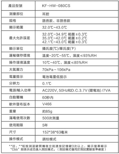 Asante KF-HW-080CS 紅外線體溫計 香港行貨 五年保養