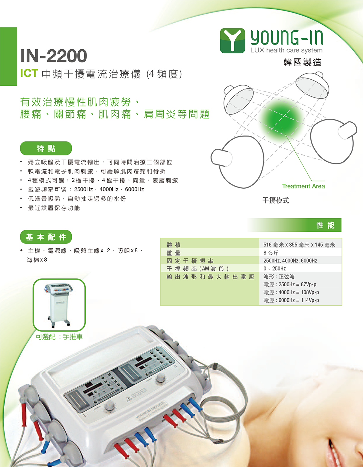 Young-In IN 2200 中頻干擾電治療機  吸盤式電療儀 原裝行貨 兩年保養