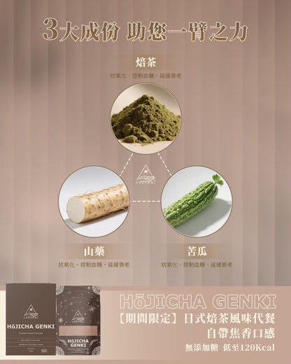Shaurmi -  HOJICHA GENKI 日式焙茶代餐 減少糖分吸收 14包盒-台灣製造 莎尤美期間限定