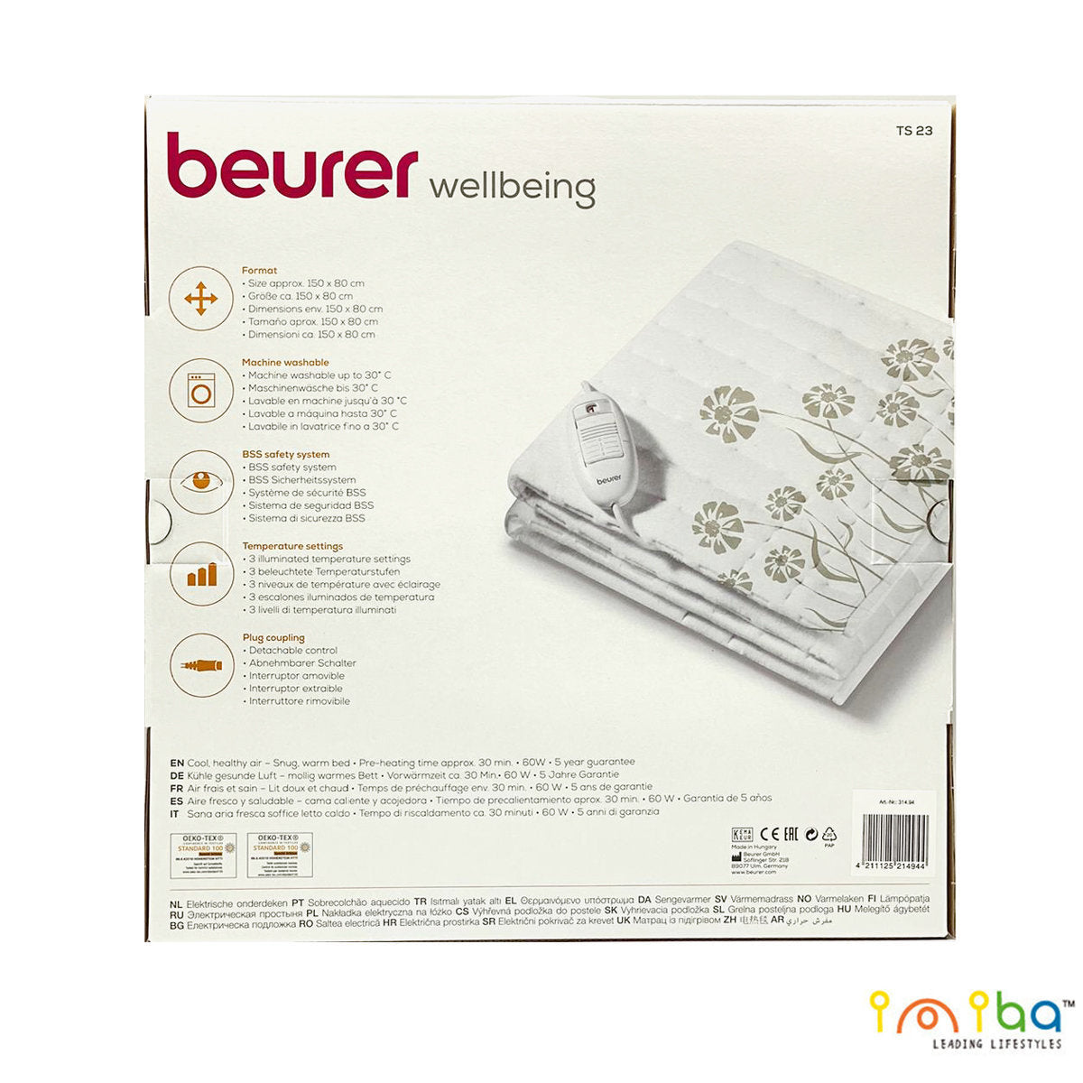2025現貨全新 Beurer 博雅 TS23 單人電熱床墊 電暖墊 德國品牌  5 年保養 歐洲製造