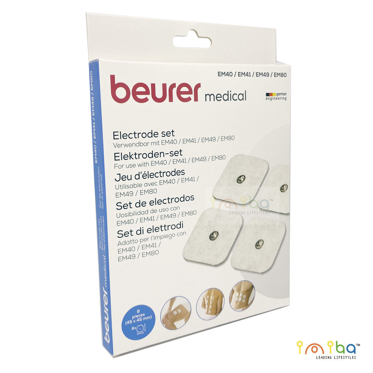 Beurer 德國百年品牌博雅 8片替換裝電極貼 (適用於Beurer EM 40, EM 41, EM 41.1, EM 49, EM 80)